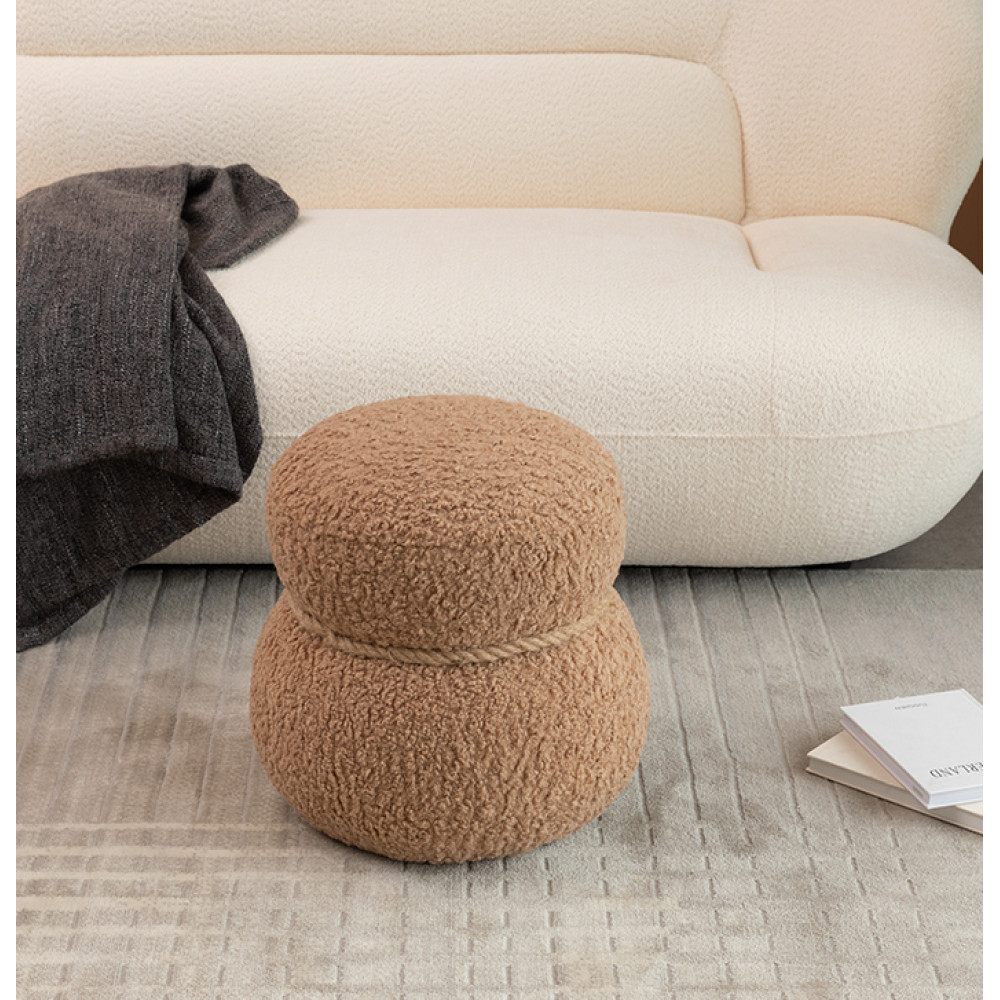Suitable Light Camel Snowman Stool Playful & Cute with Plush Grig Cushions