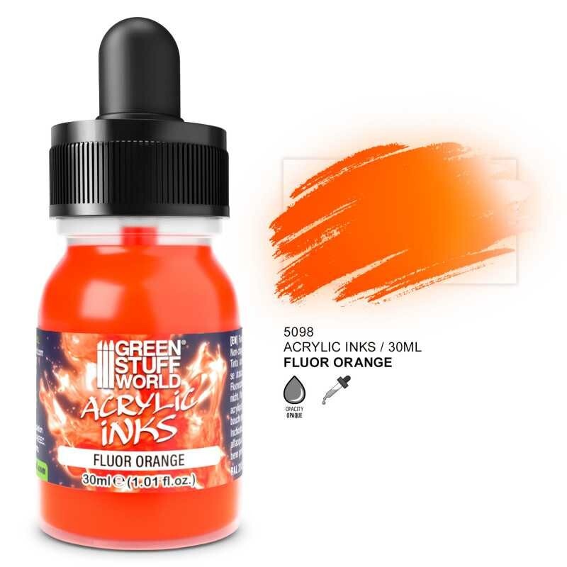 Fluor Acrylic Ink - Orange 30ml - modelling painting acrylic base