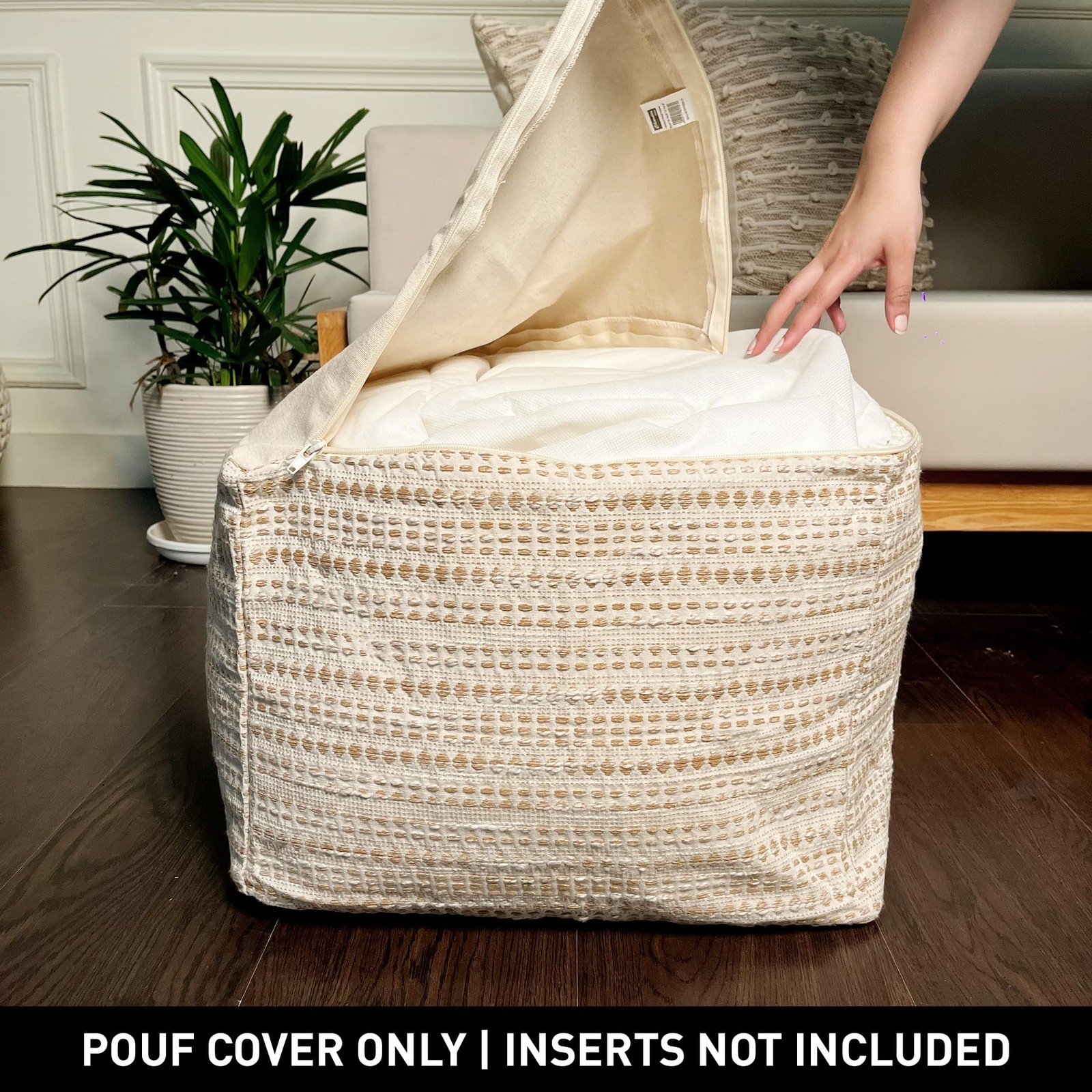 Unstuffed Ottoman, Cozy & Bohemian Pouf Covers, Hand Crafted Casual Seating, ...