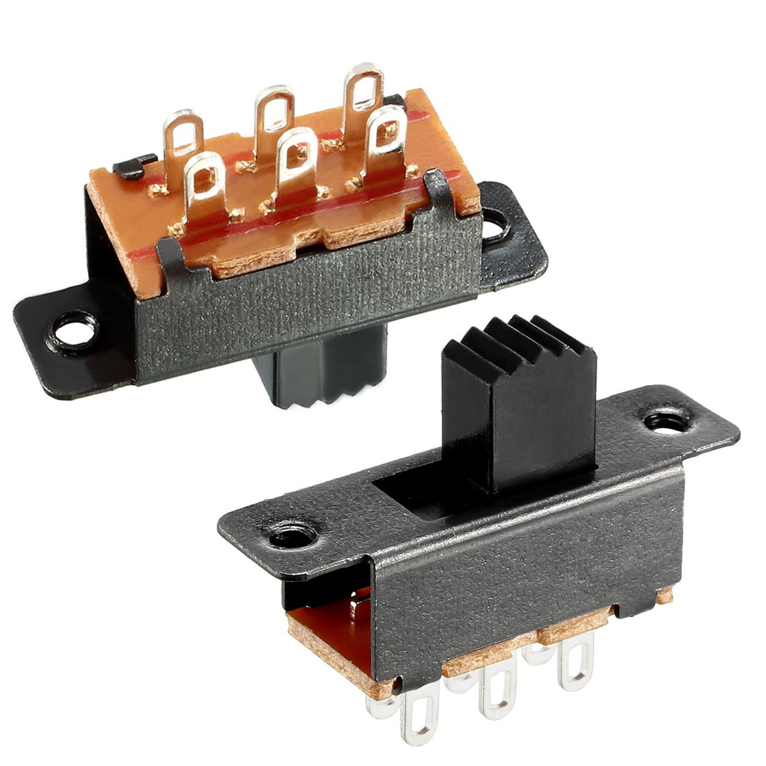 10Pcs 6mm Vertical Slide Switch DPDT 2P2T 6 Terminals PCB Panel Latching