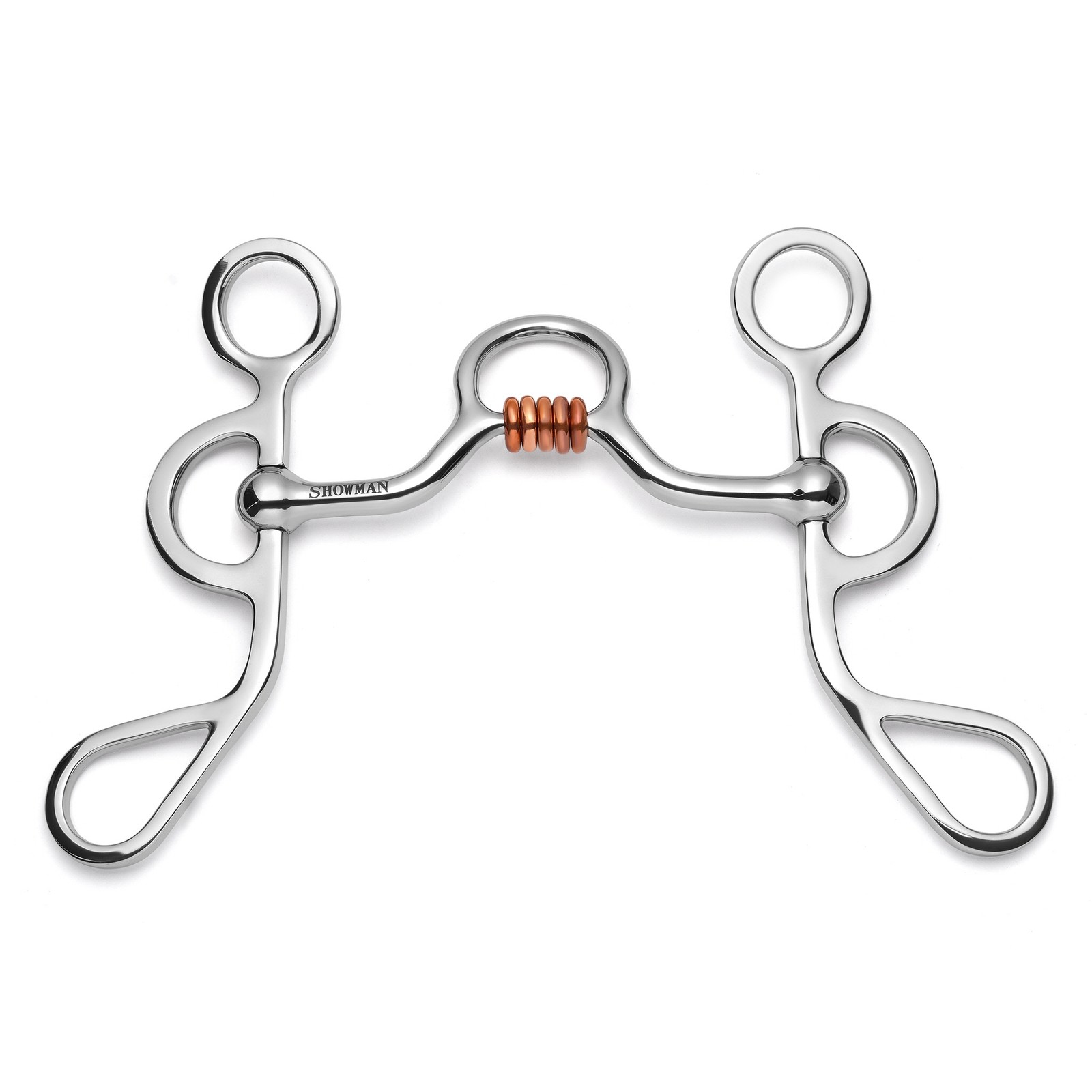 Showman Argentine Shank Bit w/ Medium Port Copper Rollers