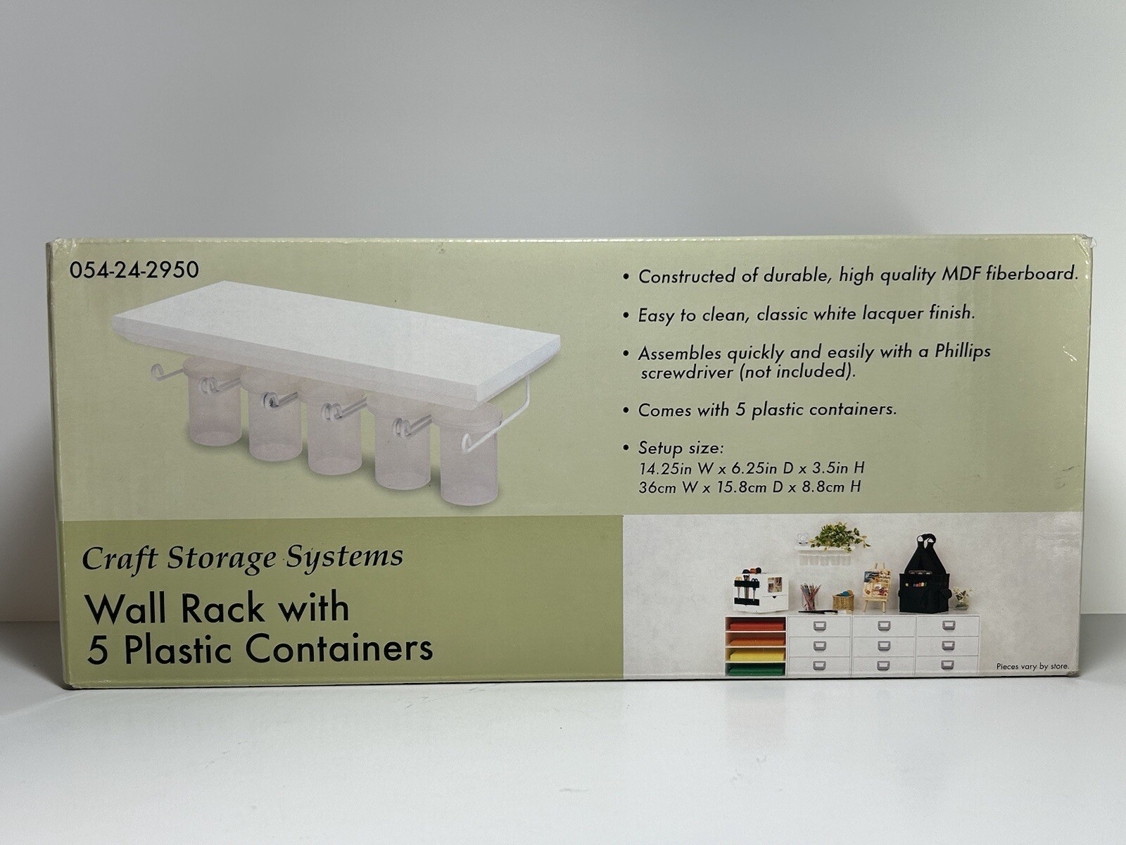 Craft Storage Systems Wall Rack with 5 Plastic Containers New in Box Unopened