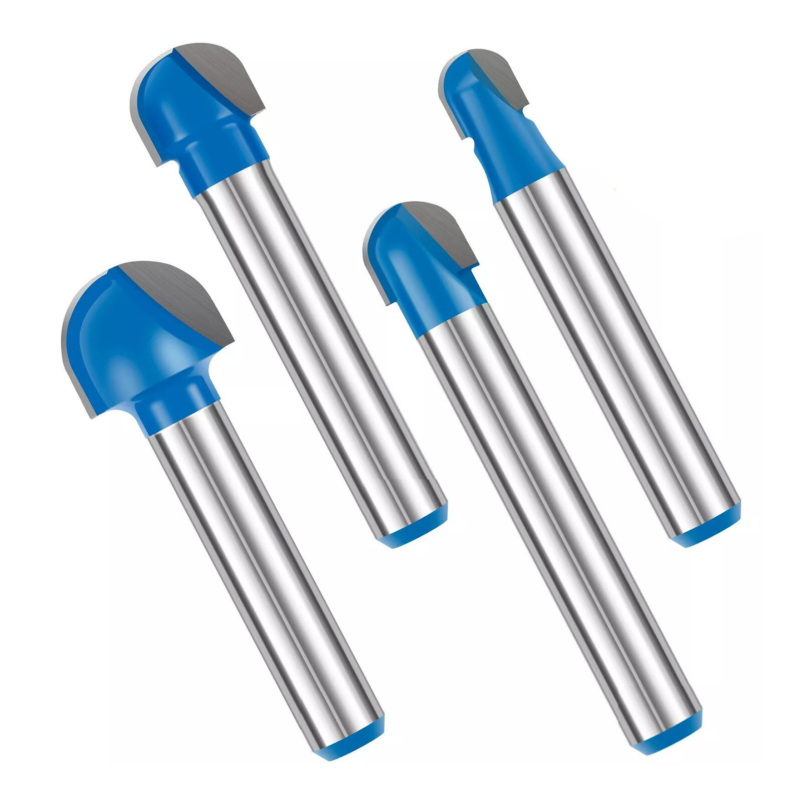 4Pcs/Set 1/4 inch Shank Solid Carbide Round Nose Router Bit Replacement