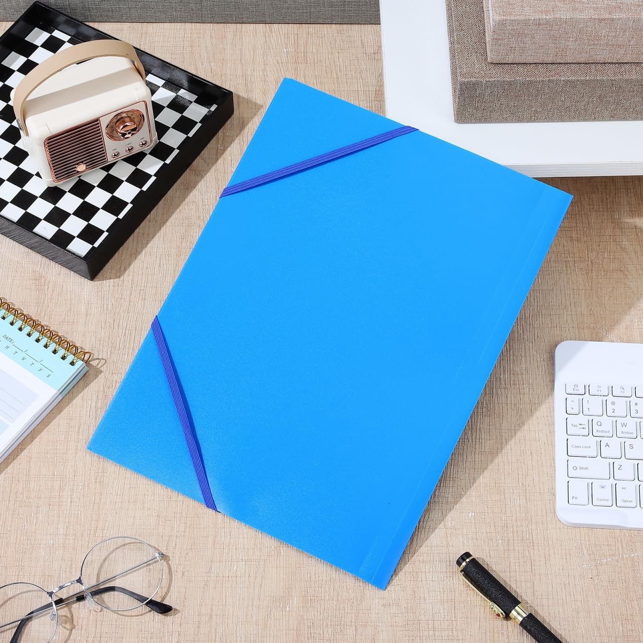 Folding Document Organizer Folder with Elastic Band Multi-Functional File Pou...