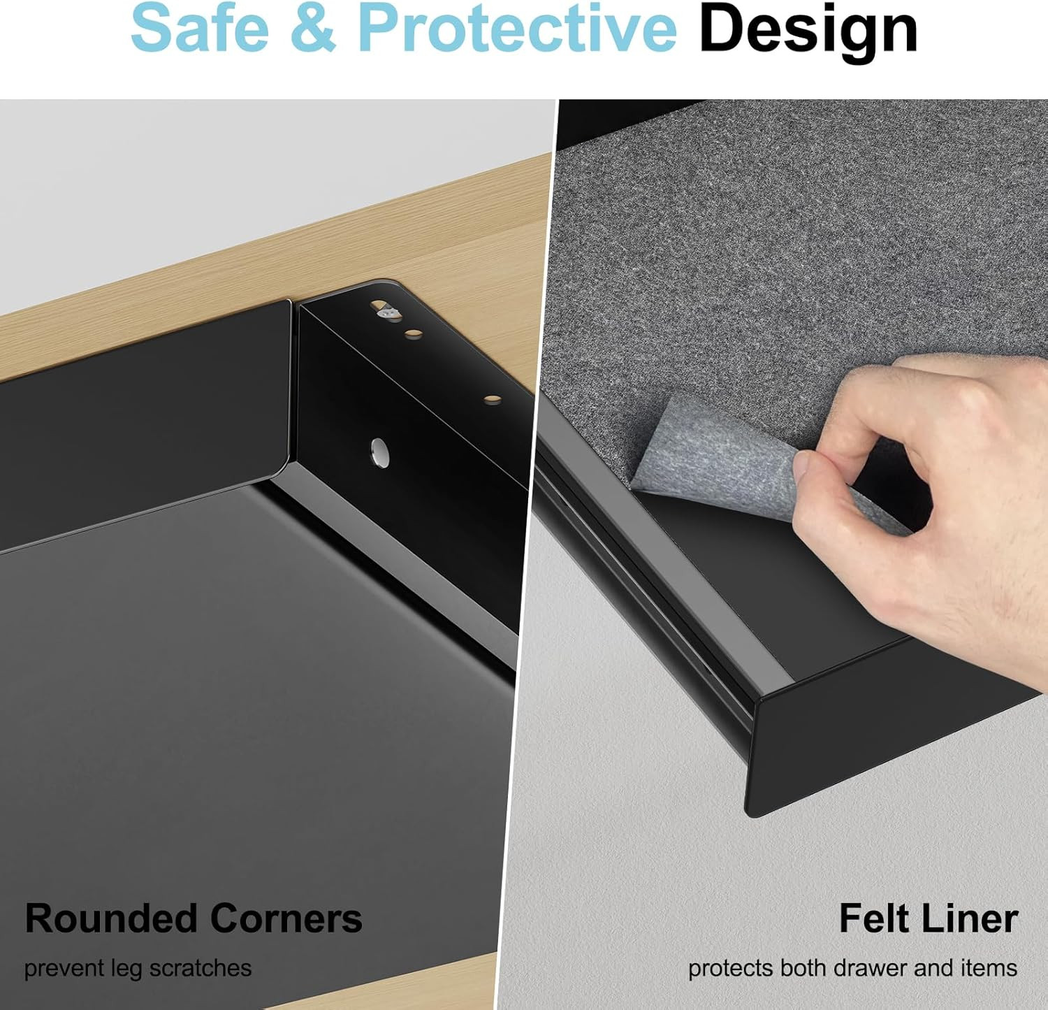 Under Desk Drawer,20.1 Inch Carbon Steel Slide-Out under Table Storage Organizer
