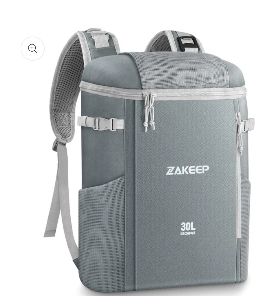 ZAKEEP Cooler Backpack, 39 Cans Large Capacity Anti-Leaking Cooler Backpack Gray