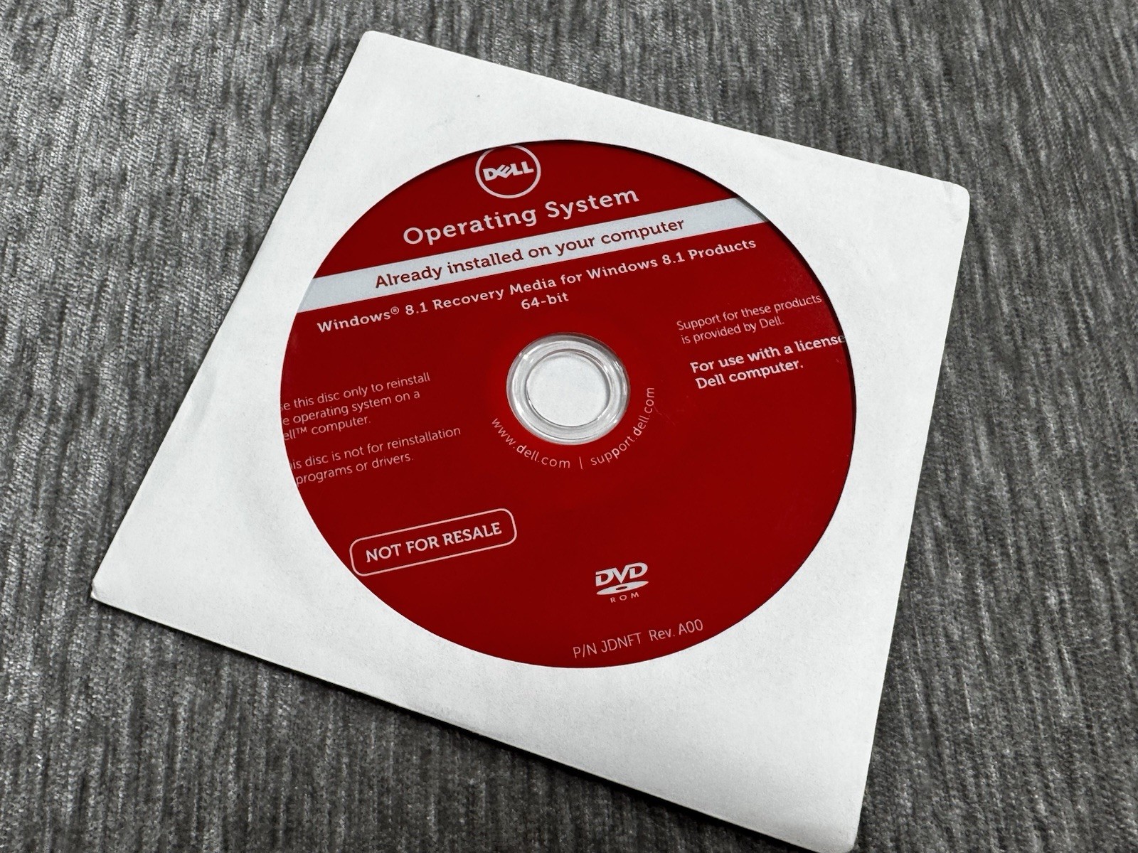 Dell Operating System Windows 8.1 Recovery Media 64 Bit DVD Genuine JDNFT
