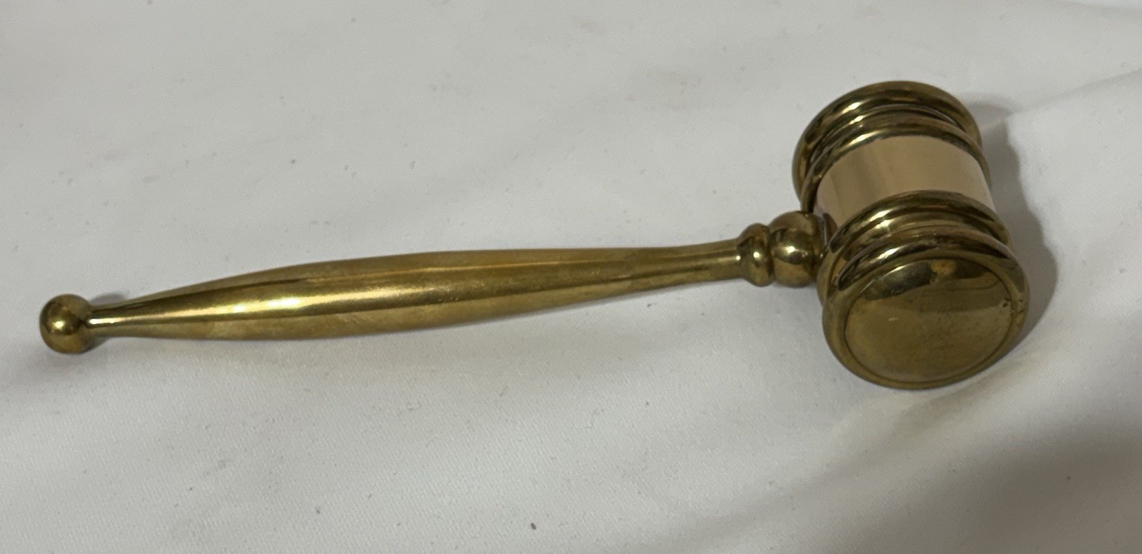 Vintage Solid Brass Mallet Gavel Hammer Auction Judge Paperweight 8”