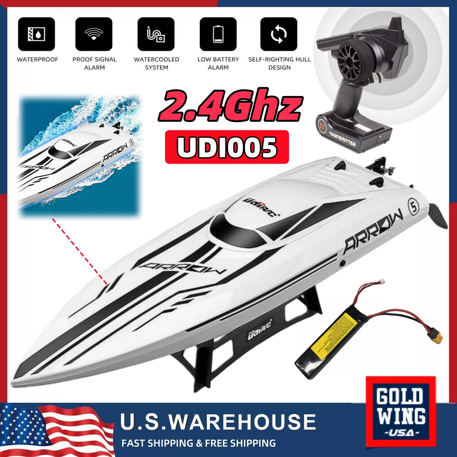 UDI RC Racing Boat Brushless High Speed Electronic Remote Control Boat Adult Kid