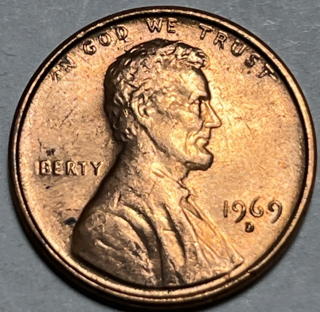 BU 1969 D Penny Errors Strike Through Grease Missing Letting DDR DDO Die Cracks