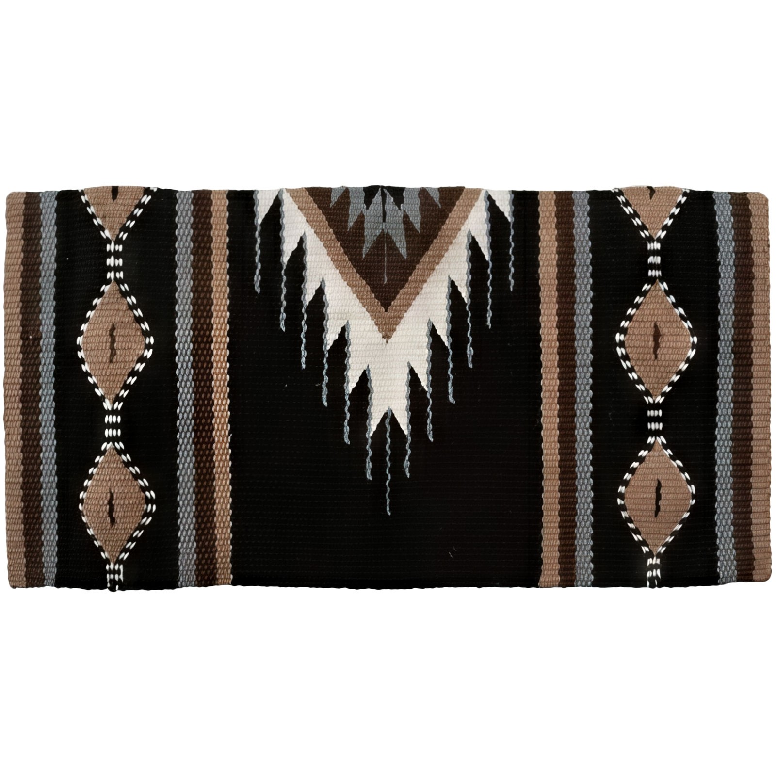 MUSTANG 36in x 34in Del Rio 100% New Zealand Black-Tan Wool Blanket (5007-DJ)