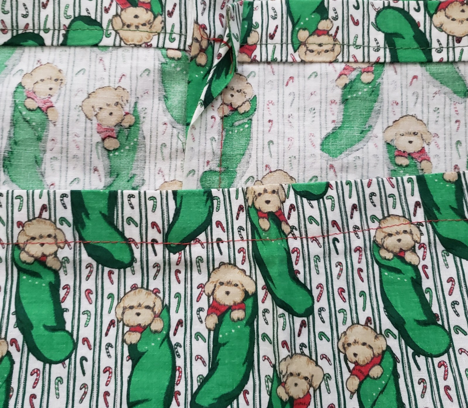 Pillowcase Puppy Motif Unused Christmas Hanging Stocking Handmade 21" x 34"