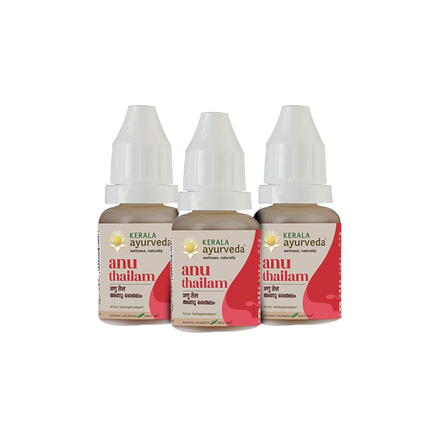 KERALA ayurveda Anu Thailam 10Ml|For Nasya|Nasal Oil For Sinusitis Pack Of 3