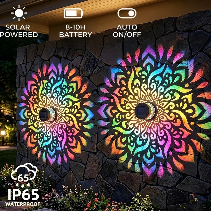 Solar Mandala Mosaic Lights 7 Color Changing Outdoor Solar Fence Décor Lamp