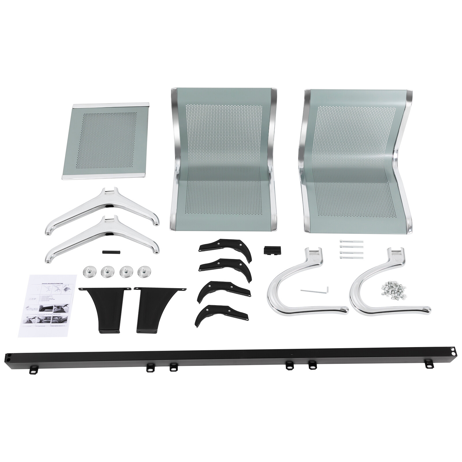2-Seat Office Reception Chair Set with Table Waiting Chair Reception Room Chair