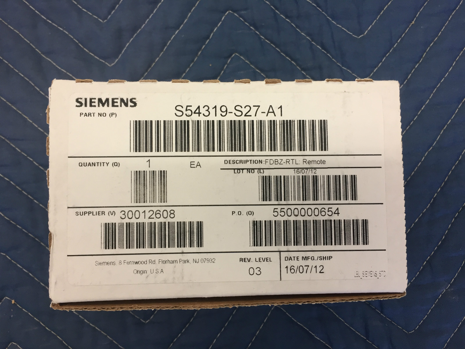 New SIEMENS S54319-S27-A1 DUCT DETECTOR Reset Switch
