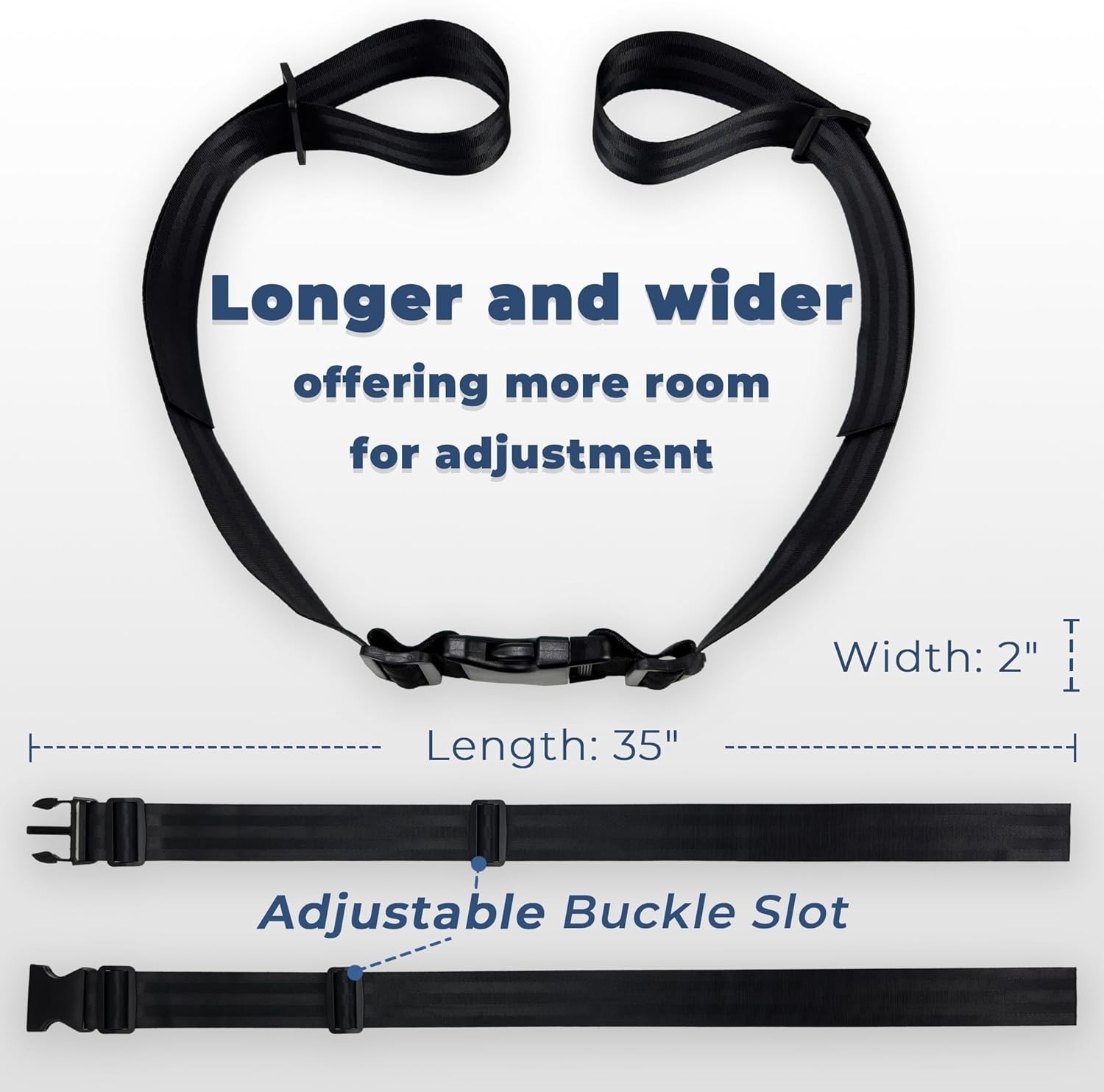 Easy Install Adjustable Wheelchair Lap Belt for Enhanced User Security 12-60"