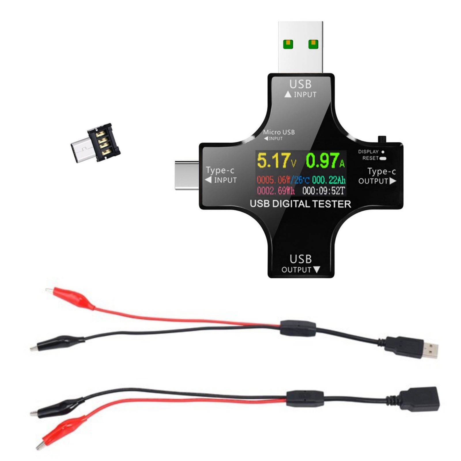 8 IPS Multiple Color Screen USB Power Meter Accepts Maximum Current: 5.1A