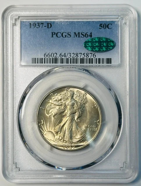 1937 D Walking Liberty Half Dollar PCGS MS-64 CAC