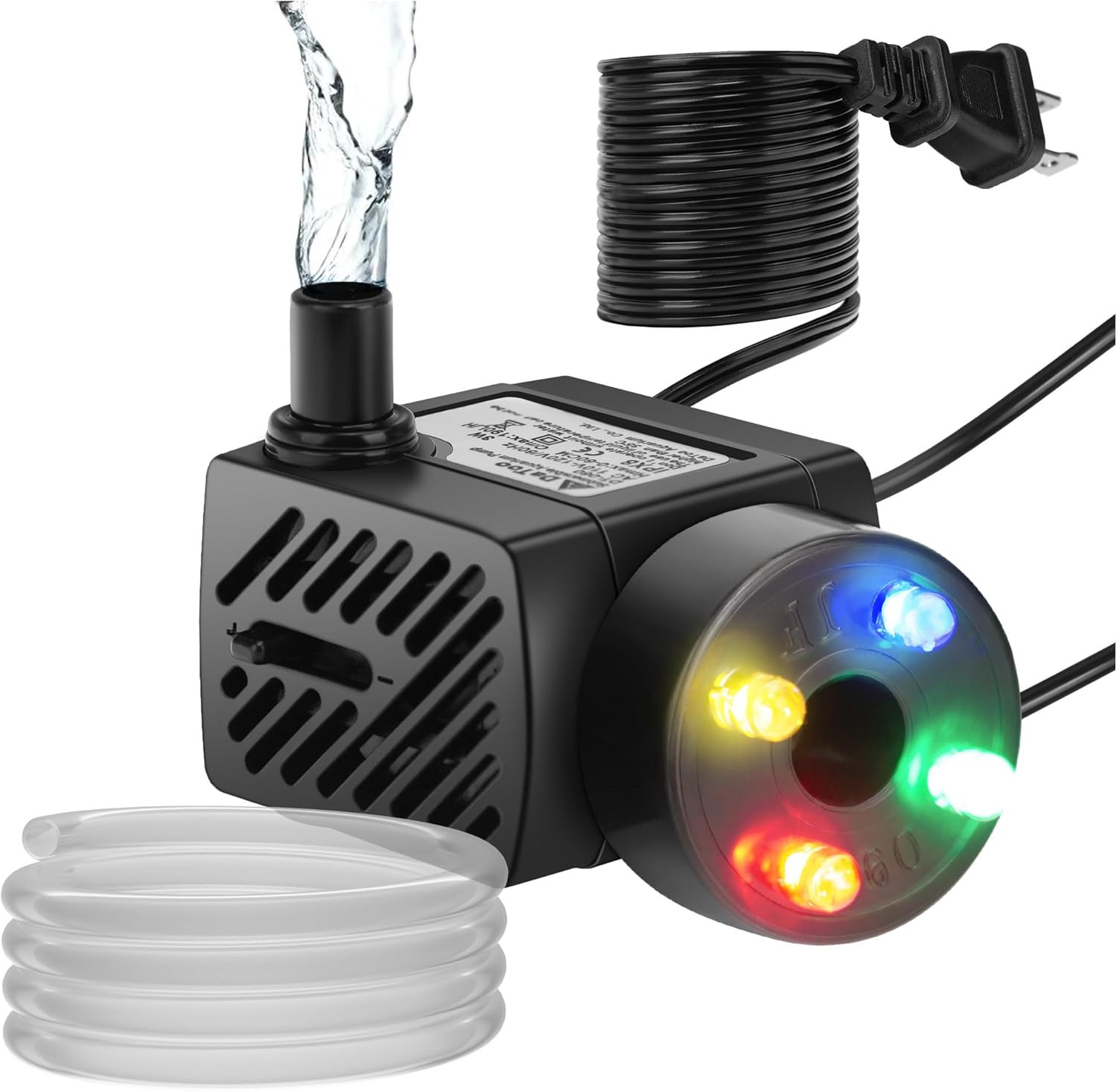 Mini Submersible Fountain Water Pump with LED Light 50GPH 3W Small Ultra Quiet W