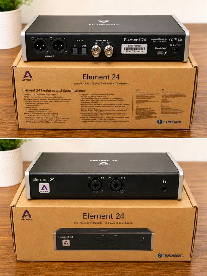 Apogee Element 24 Thunderbolt Audio Interface w/ Power Adapter, Box, Optical I/O