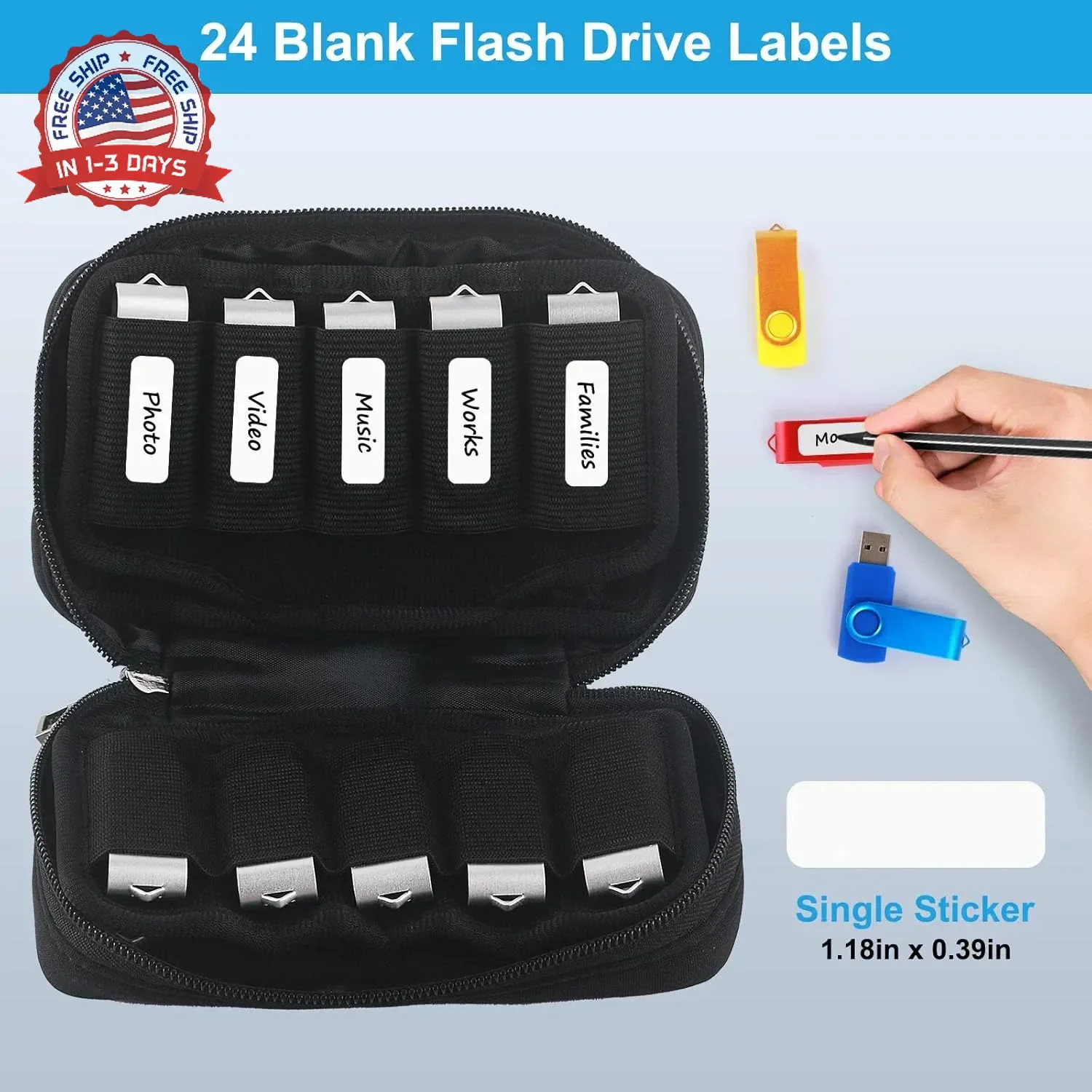 Flash Drive Case 20 Slots Thumb Drive USB Storage Case, Portable Electronic Acce