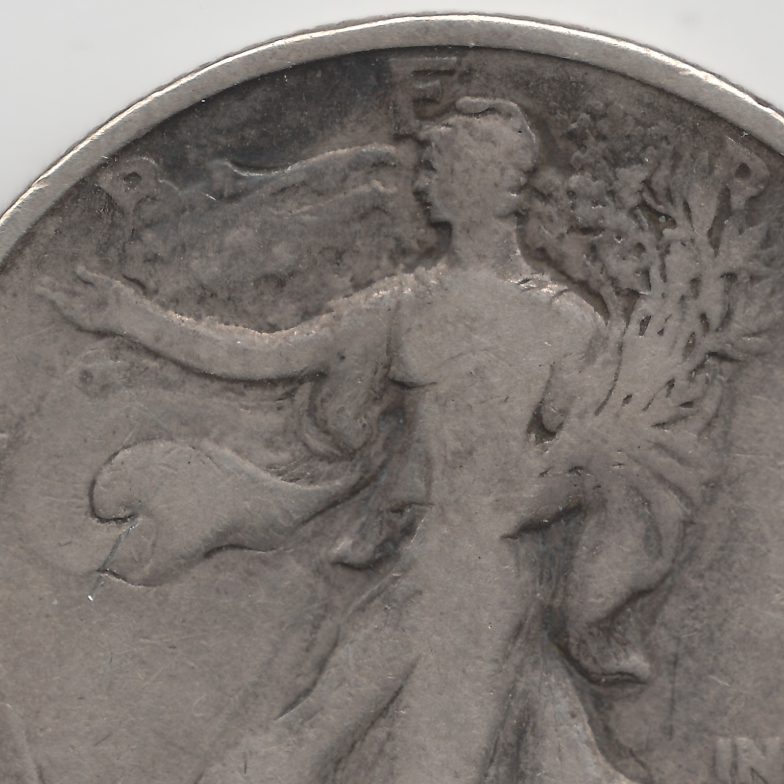 1921 D Walking Liberty Half Dollar, VG+, scratch