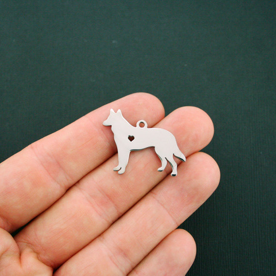 BULK 5 German Shepherd Charms Stainless Steel - MT421
