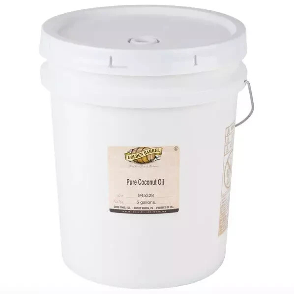 Golden Barrel Pure COCONUT OIL 5 Gallon Pail Commercial 38 lb. Bucket Bulk Fry