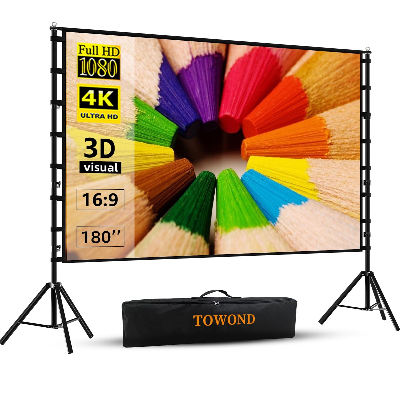 Projector Screen and Stand, 180 inch Outdoor Projector Screen 15 FT Large Pro...
