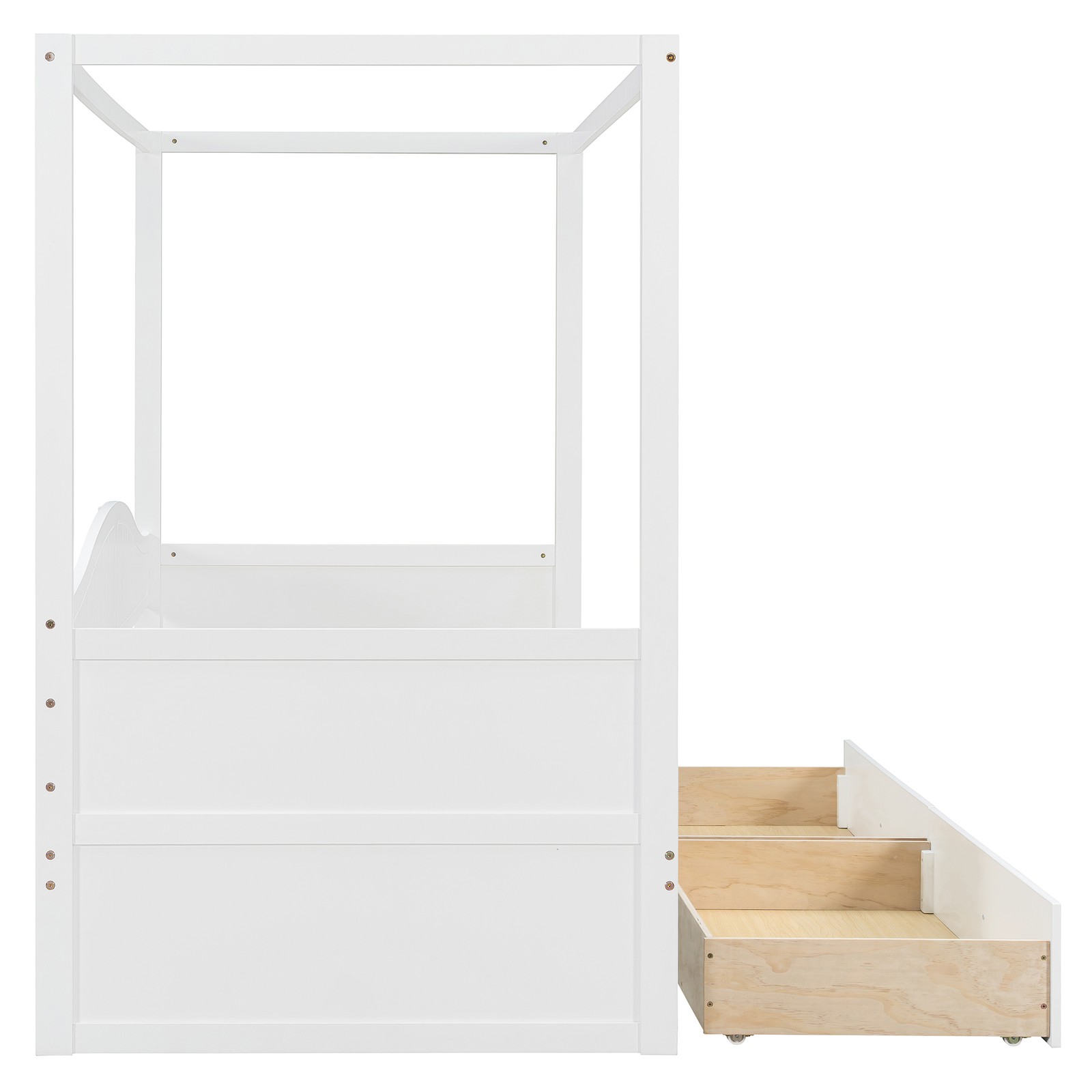 Twin Size Canopy Day Bed with 2 Drawers, White