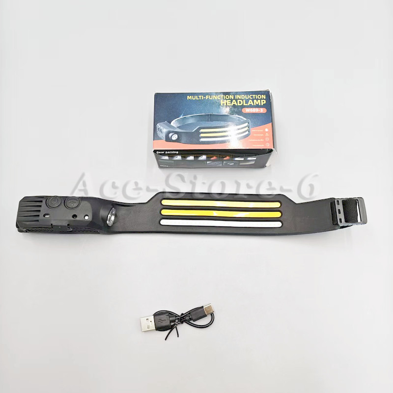 3 COB LED Headlamp USB Rechargeable Headlight Bar Head Band Torch Work Light USA