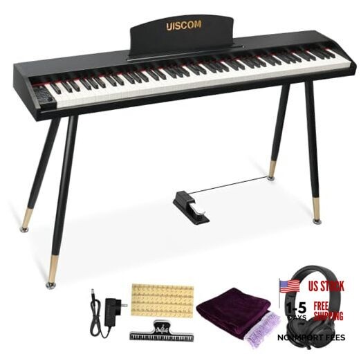Digital Piano Keyboard for Beginners,Full Size 88 Key URS25 with Stand Black