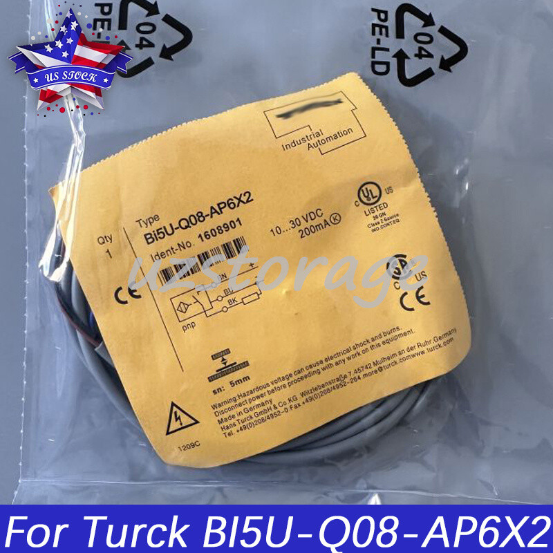 NEW FOR TURCK INDUCTIVE SENSOR BI5U-Q08-AP6X2 NO:1608901 10-30VDC 200mA