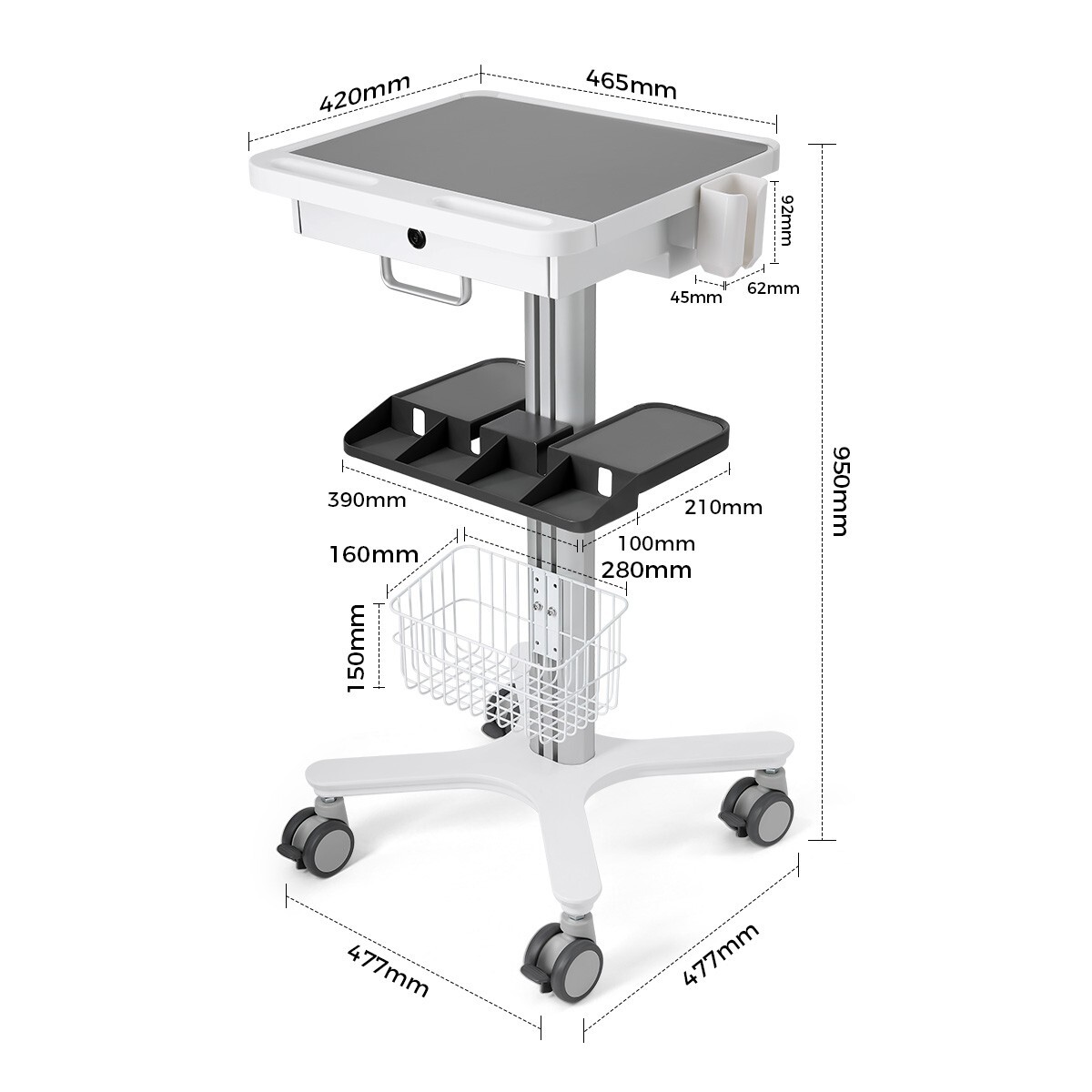 Dental Medical Rolling Multi-Function Trolley Cart