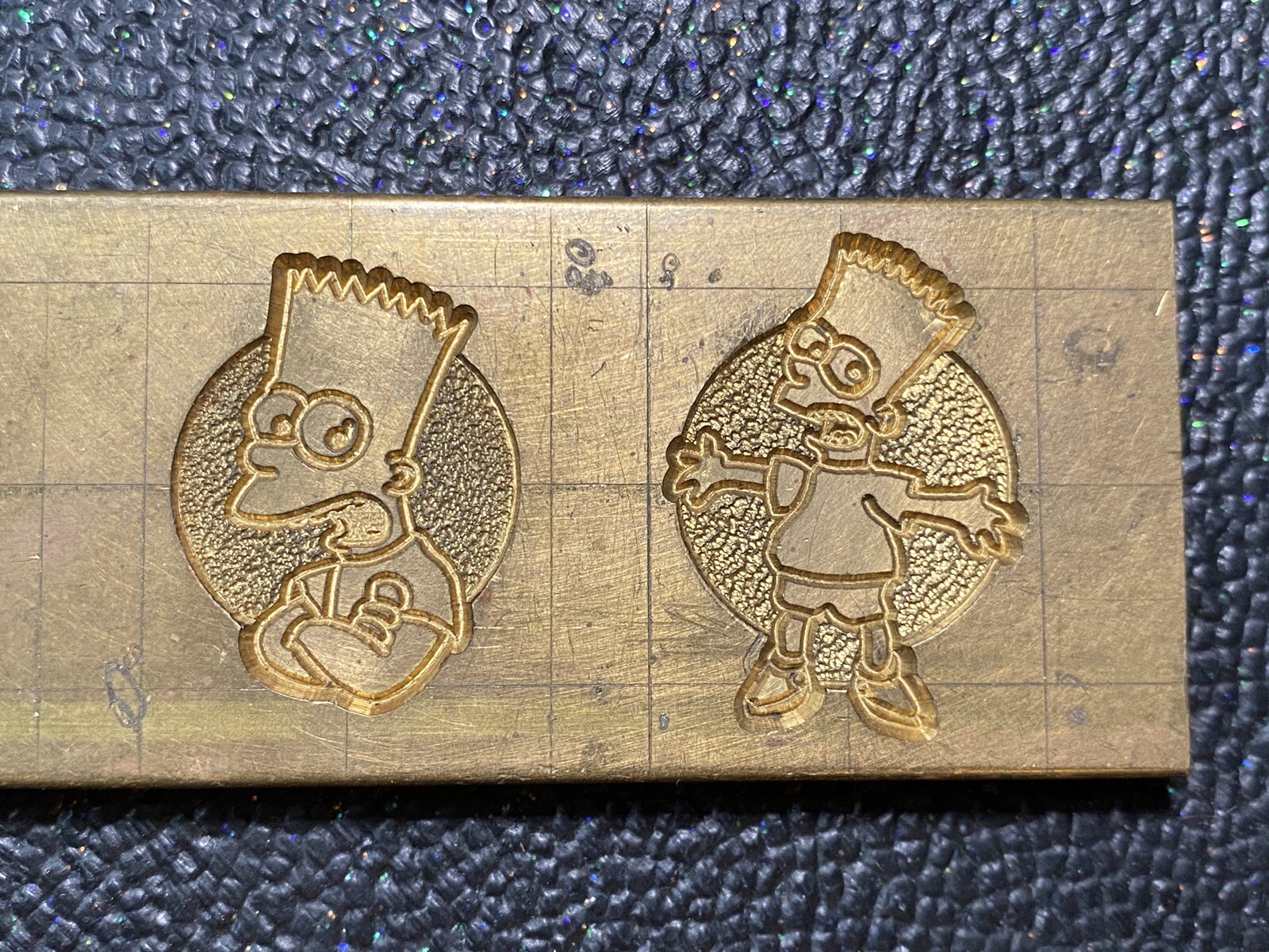 Vtg Brass Token Impression Embossing Die Cast Bart Simpson Character Mold