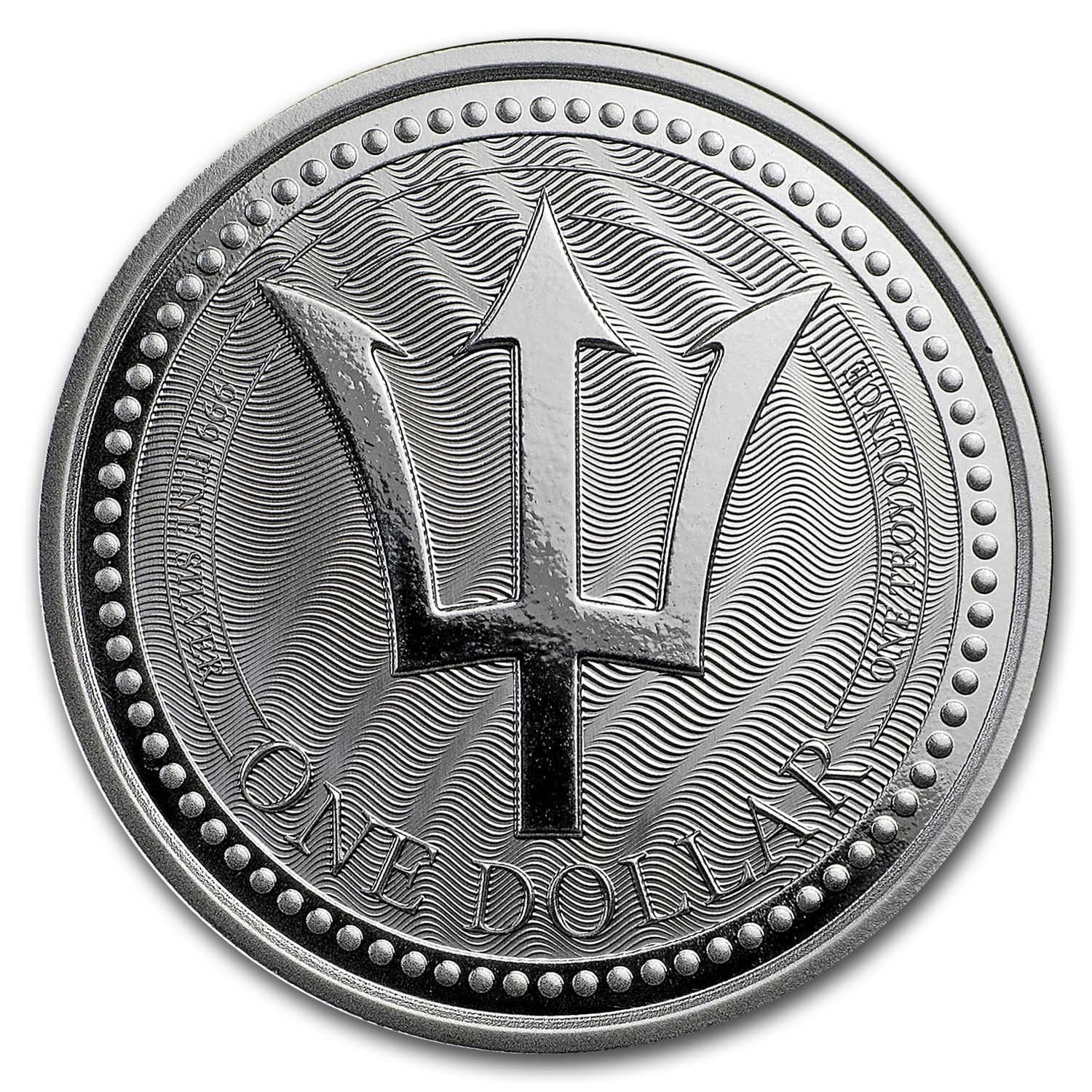 2017 Barbados 1 oz Silver Trident BU