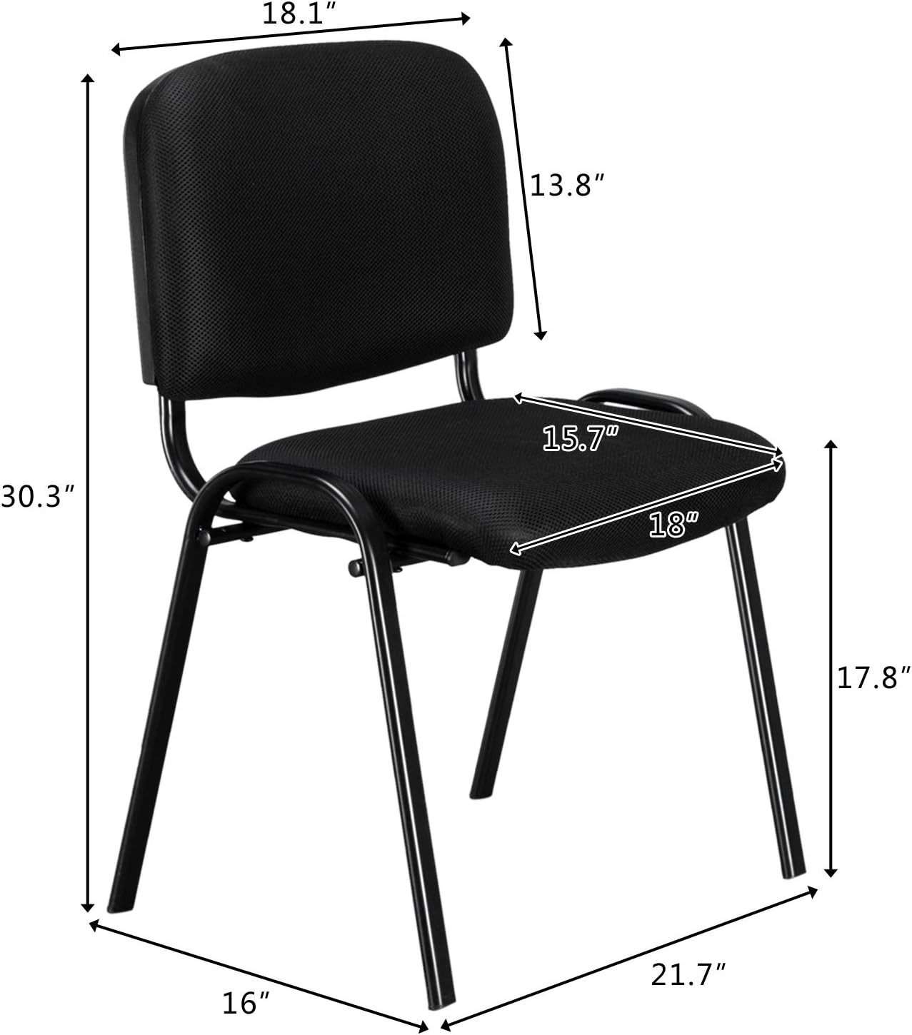 5-Pack Office Guest Chairs & Reception Chairs Stacking Chairs Set of 5 Black
