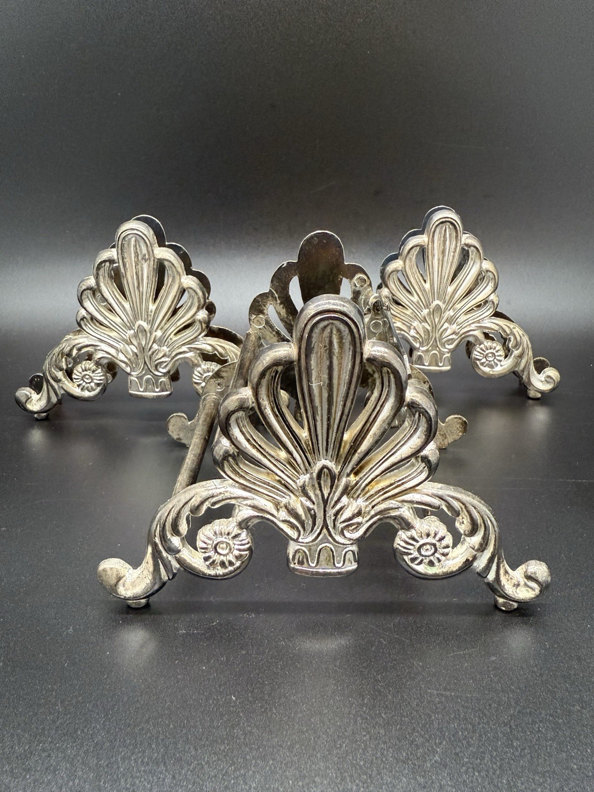 Vintage Baroque Style Silver Plated Buffet Caddies Neoclassical Utensil Rests