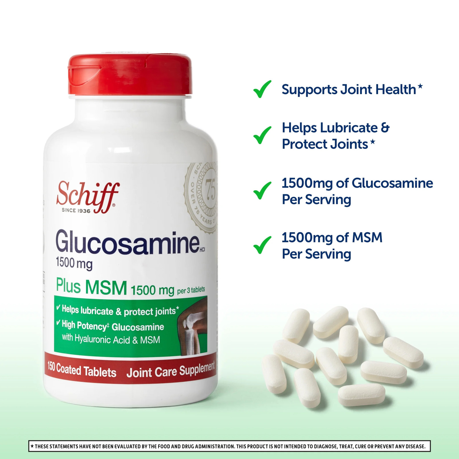 Glucosamine 1500Mg (Per Serving) plus MSM Tablets (150 Count), to Help S