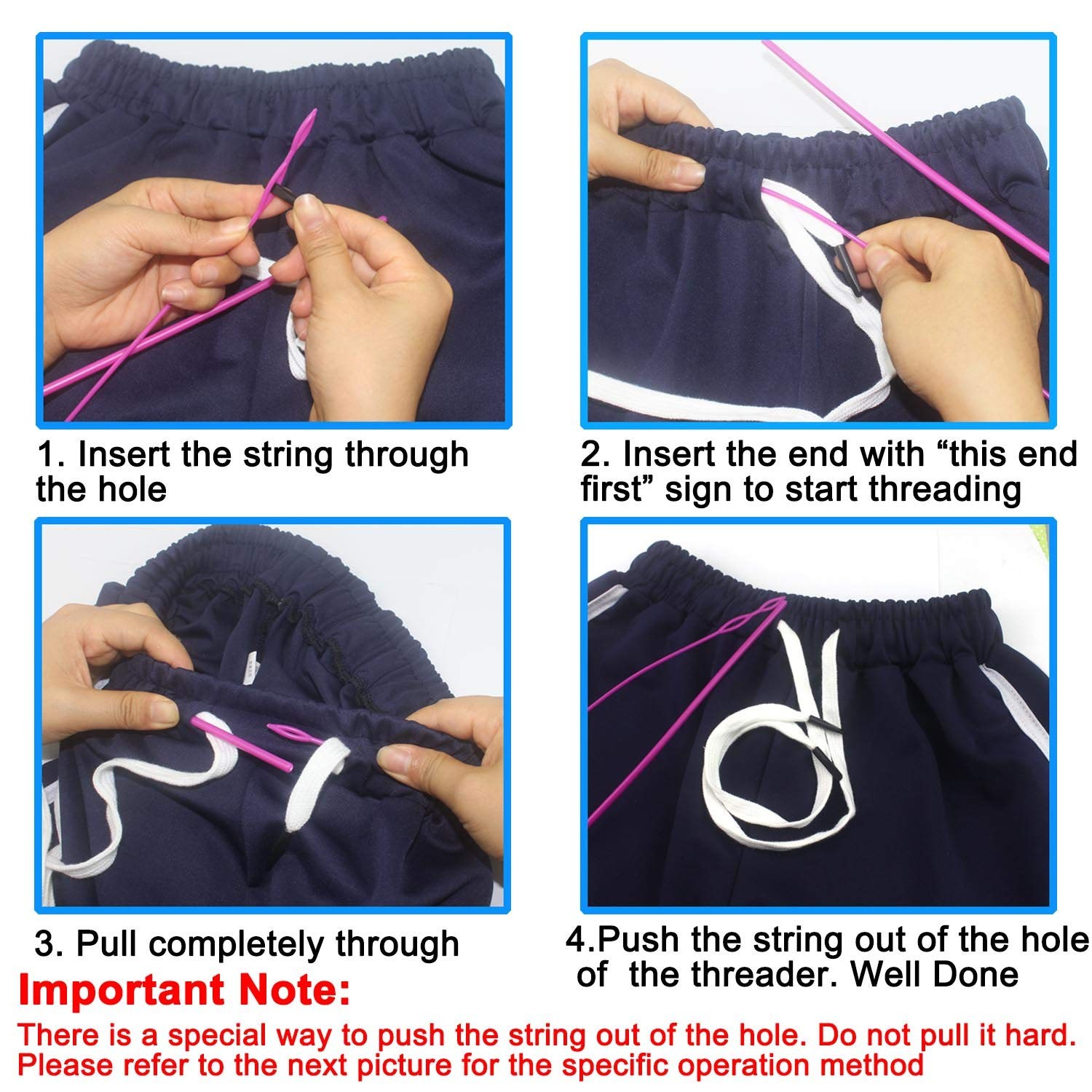 12 Pieces Drawstring Cords Flat Drawstrings with Easy Threaders for Sweatpant...