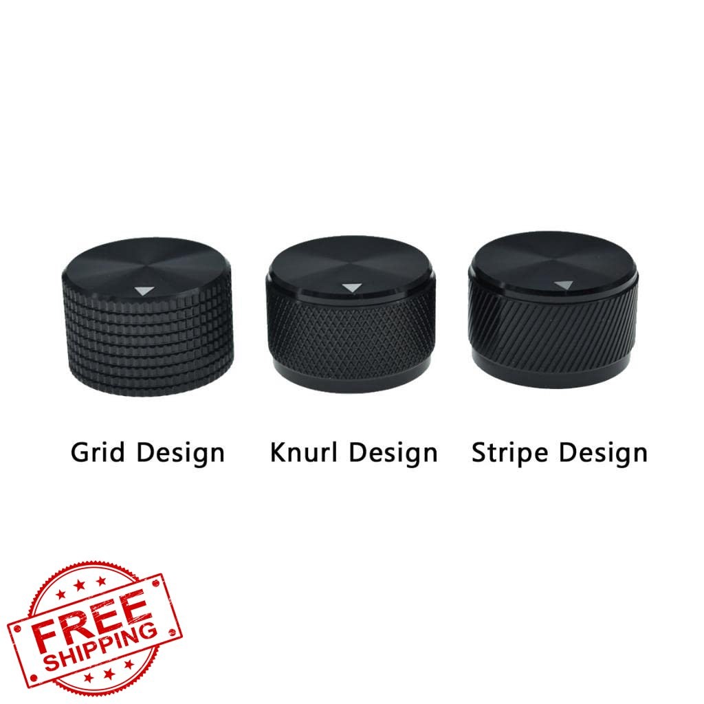 KAISH 2pc 1/4" Metal Potentiometer Knobs, Black Stripe