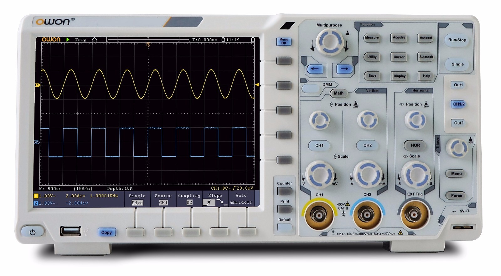 OWON XDS3202 200Mhz 2GS 8b Oscilloscope datalogger multimeter＋waveform generator