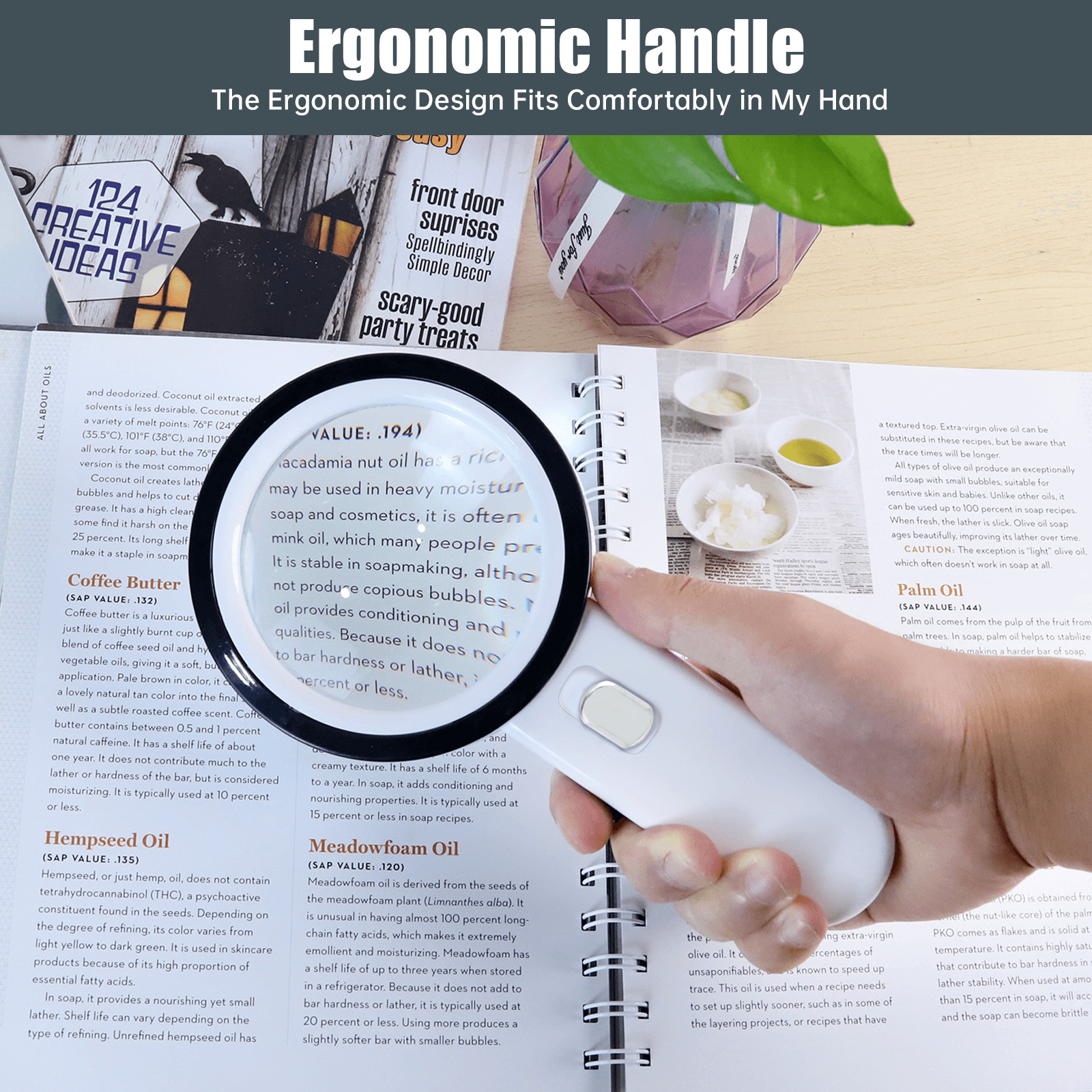 Magnifying Glass 30X Handheld 12 LED Light Magnifier for Reading Inspection Coin