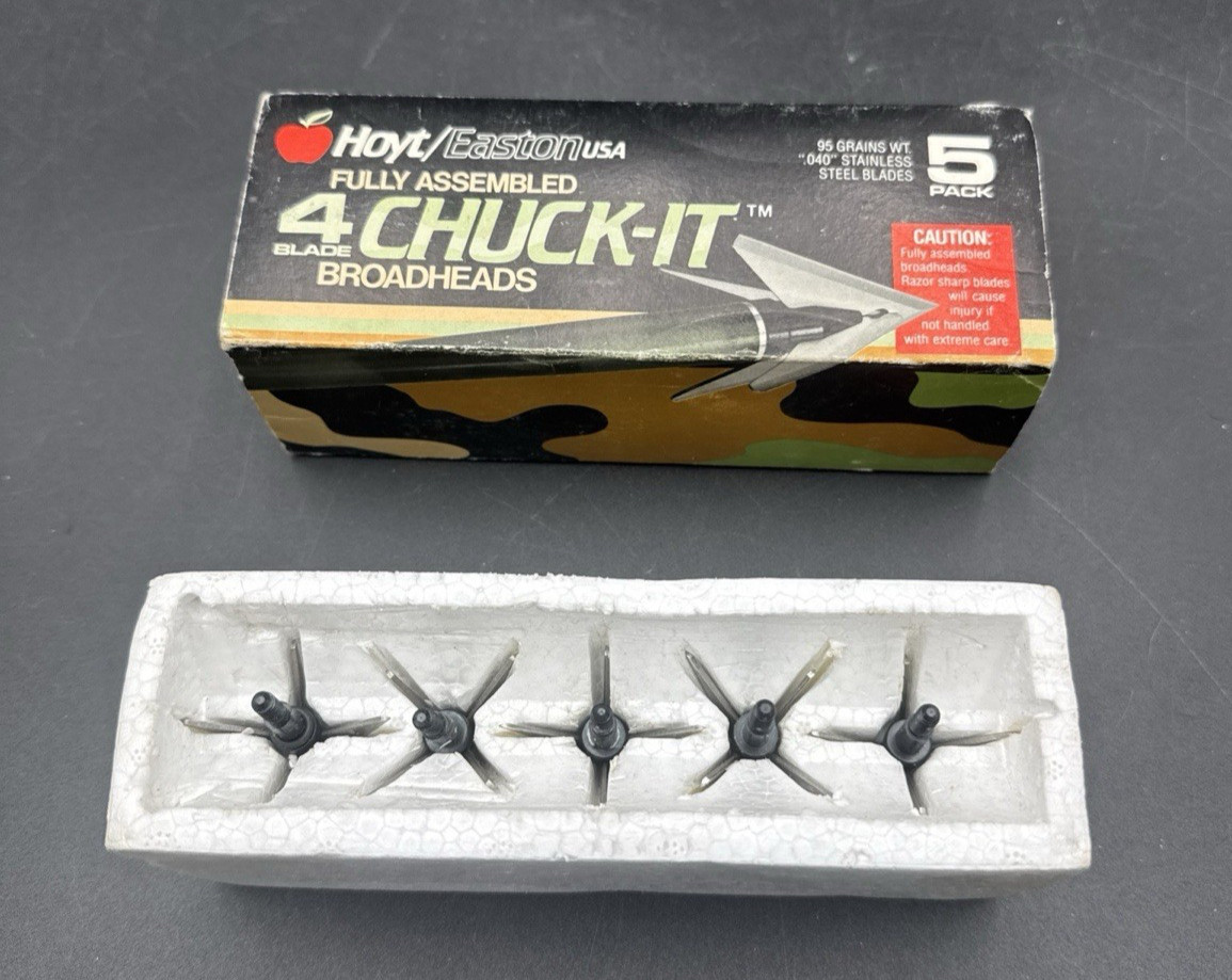 Original Hoyt Maxi Chuck-It 4 Blade Broadhead Set - NOS 5 Pack. 95 Grains.