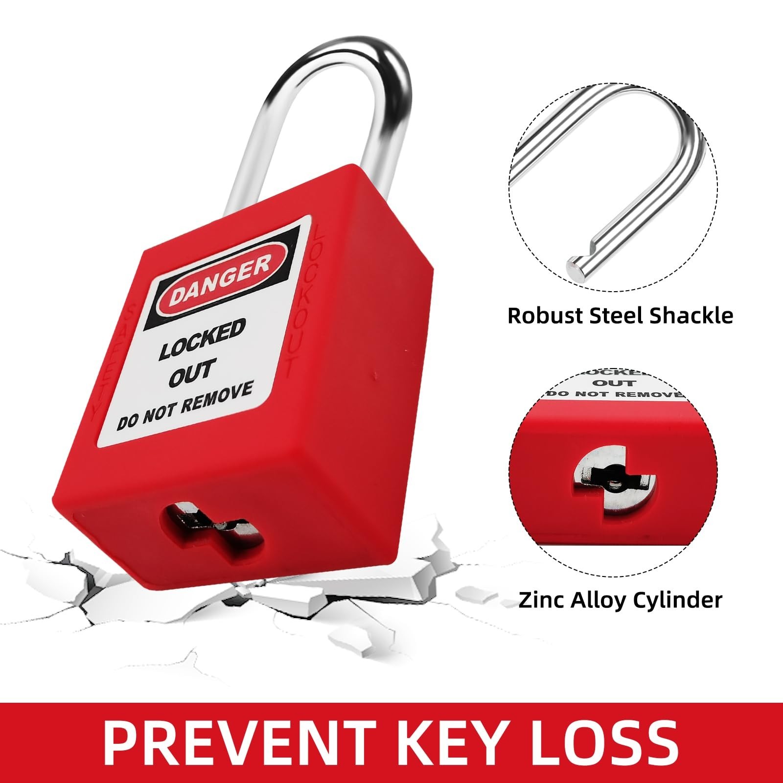 Lockout Tagout Locks Set 5pcs Loto Locks,Red Lockout Locks Keyed Different,Sa...
