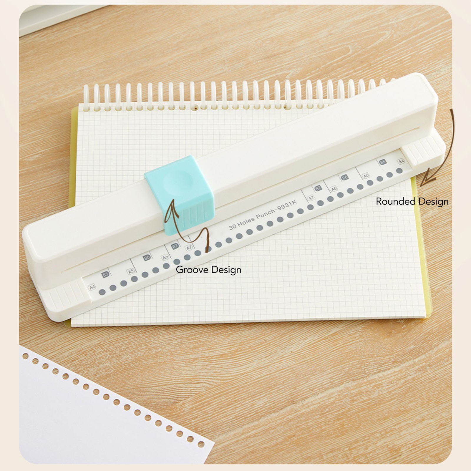 30 Hole Puncher Portable Hand Push Hole Punch for A4 B5 A5 B6 A6 B7 A7 Paper HOT