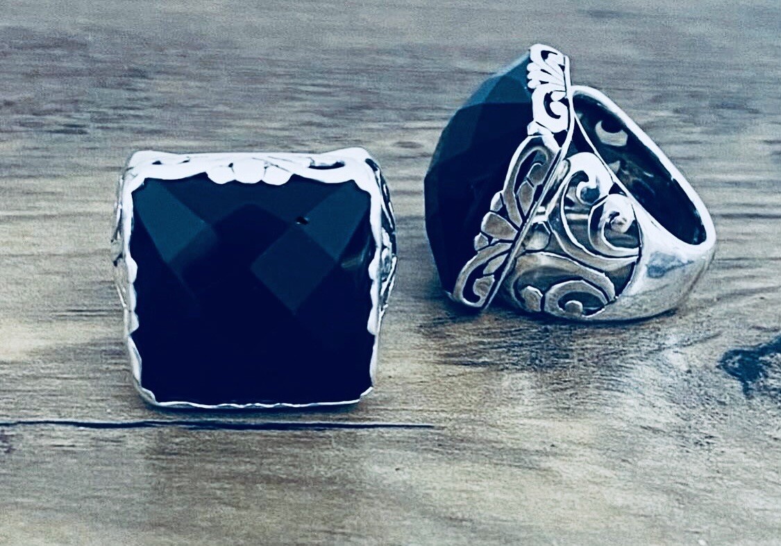 Black Onyx Ring Sterling (One)