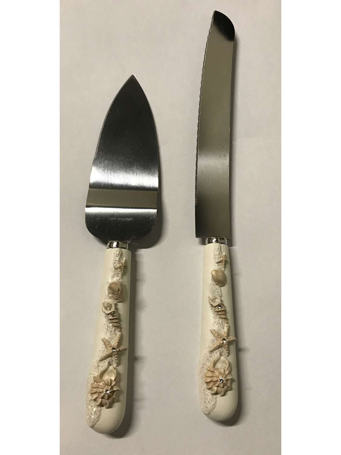 Beach Wedding Cake Server Set - 3D Seashell Starfish Knight & Server - Boxed 2pc