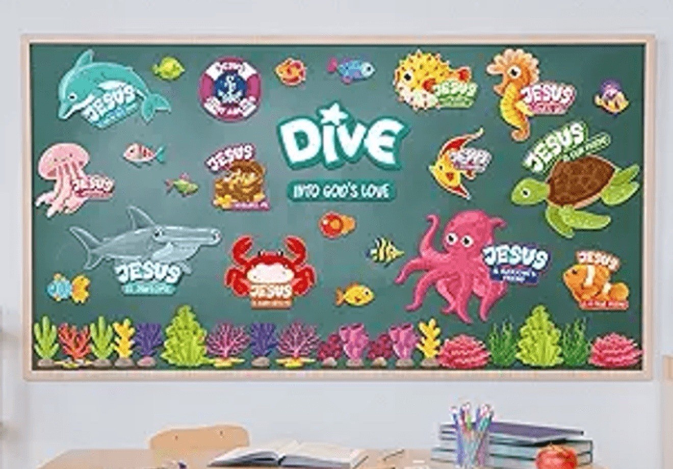 53 Pcs Under The Sea VBS Classroom Christian Summer Bulletin Board Set